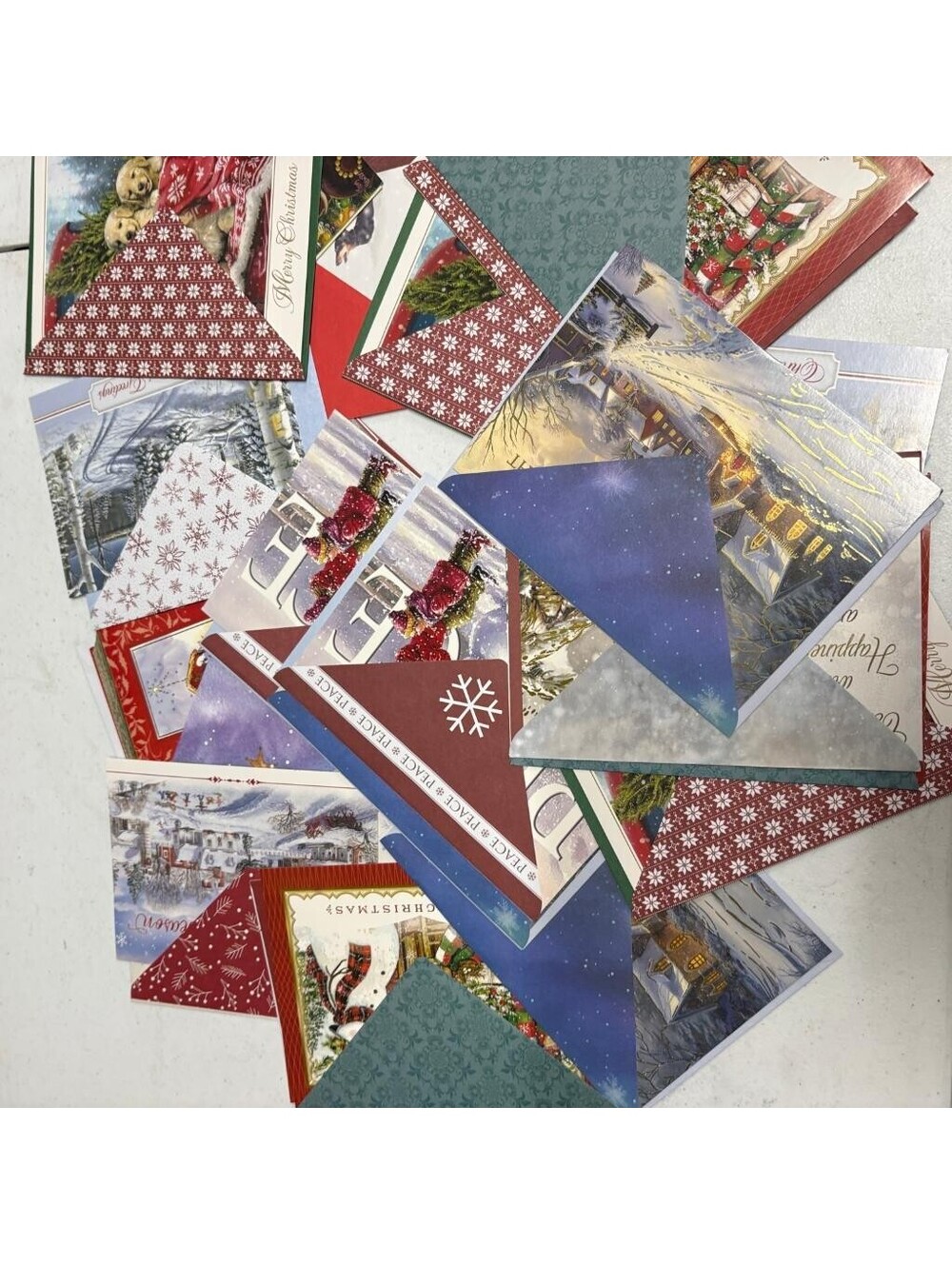 Vintage Christmas Greeting Cards Lot Mixed Assortment Holiday Winter Scenes